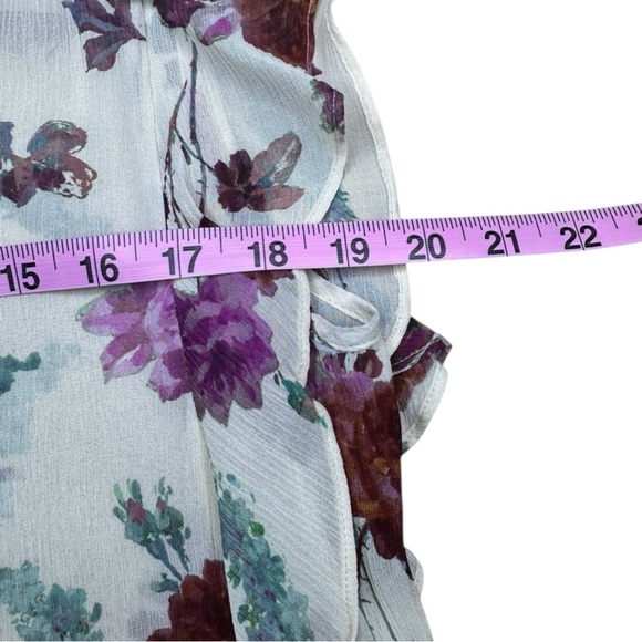 PAIGE 100% Silk Cream Sheer Floral Blouse Size S - Picture 5 of 8